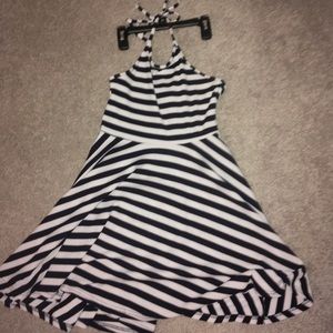 Navy Blue Striped Dress